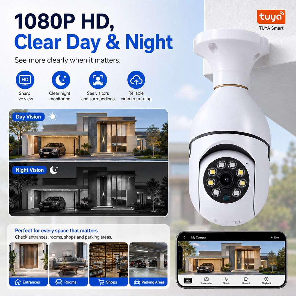 Bulb Camera  Tuya Wireless Lig - огляд і ціна Outdoor Lighting Construction