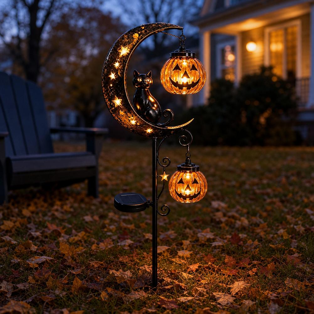 Halloween Black Cat Moon Groun - огляд і ціна Outdoor Lighting Yard Stakes