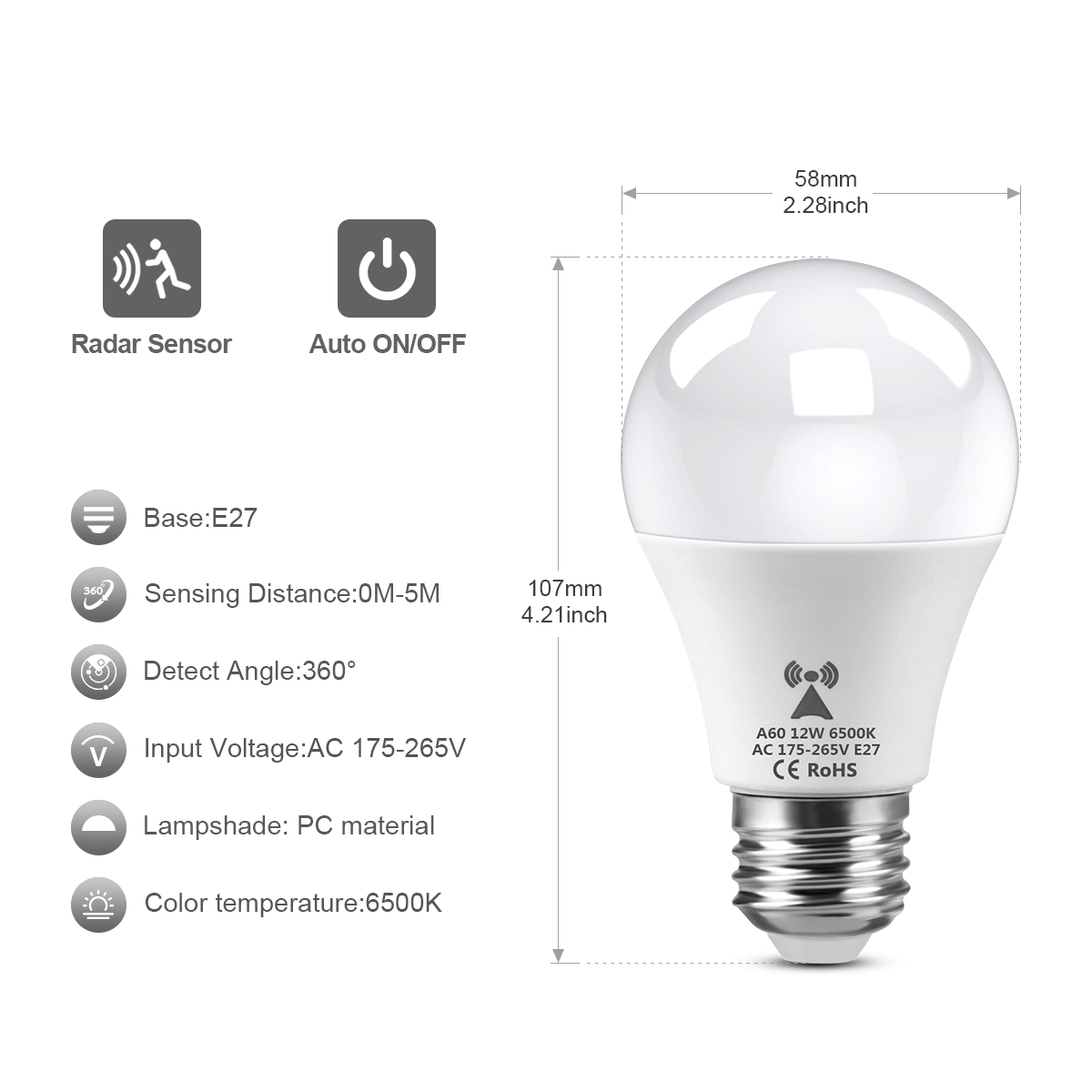 12W E27 LED Radar Motion Senso - огляд і ціна Outdoor Lighting On Stairs